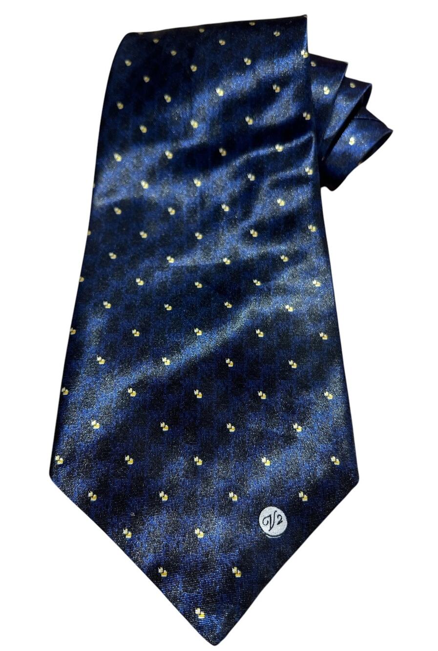 Vtg 90s Versace Classic V2 Neck Tie Blue Black Yellow Shiny Party Cruise Wedding